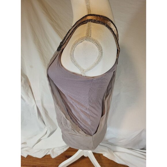 Vtge Hannah Jo Size Small Y2K Silk Dusty Purple Beaded Top - Picture 4 of 7